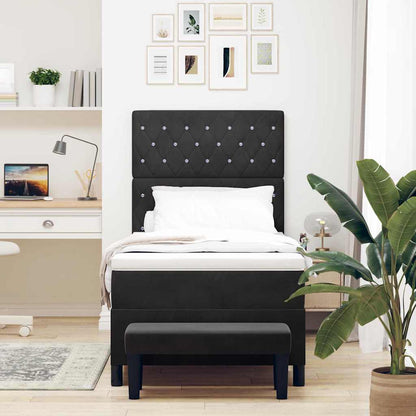 Letto a molle con testiera Nero 200 x 90 cm Velluto | homemem39