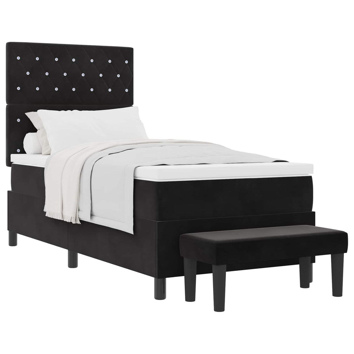 Letto a molle con testiera Nero 200 x 90 cm Velluto | homemem39