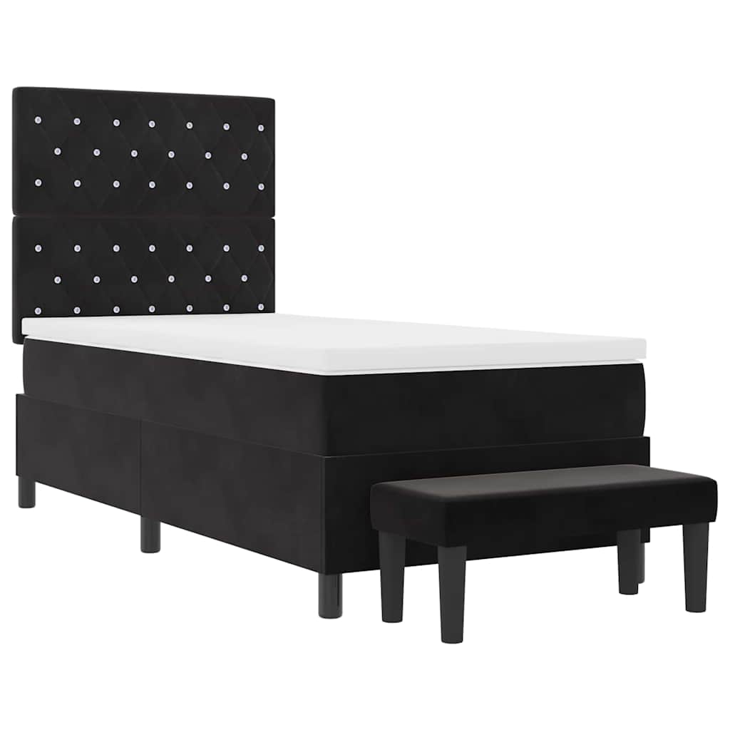 Letto a molle con testiera Nero 200 x 90 cm Velluto | homemem39