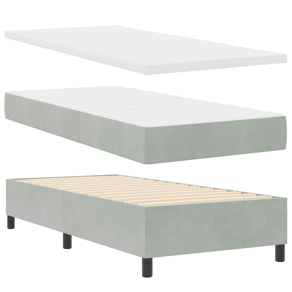 Letto a molle con materasso Grigio chiaro 100 x 200 cm Velluto