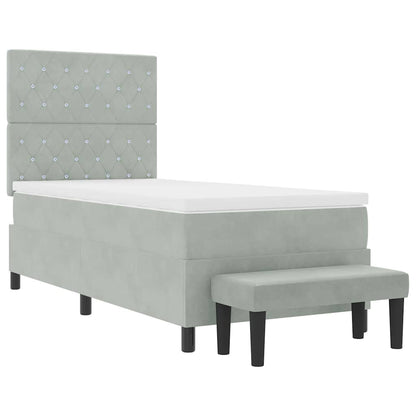 Letto a molle con materasso Grigio chiaro 100 x 200 cm Velluto