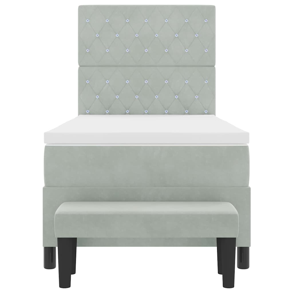 Letto a molle con materasso Grigio chiaro 100 x 200 cm Velluto