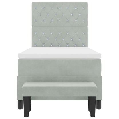 Letto a molle con materasso Grigio chiaro 100 x 200 cm Velluto