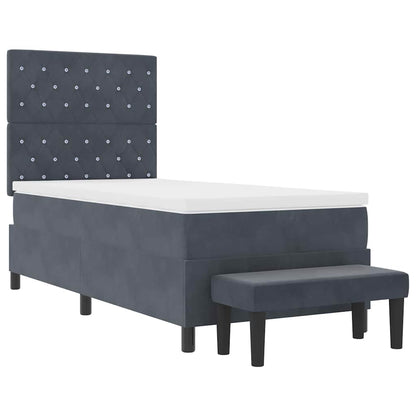 Letto a molle con materasso Grigio scuro 100 x 200 cm Velluto