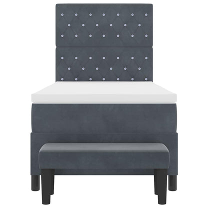 Letto a molle con materasso Grigio scuro 100 x 200 cm Velluto