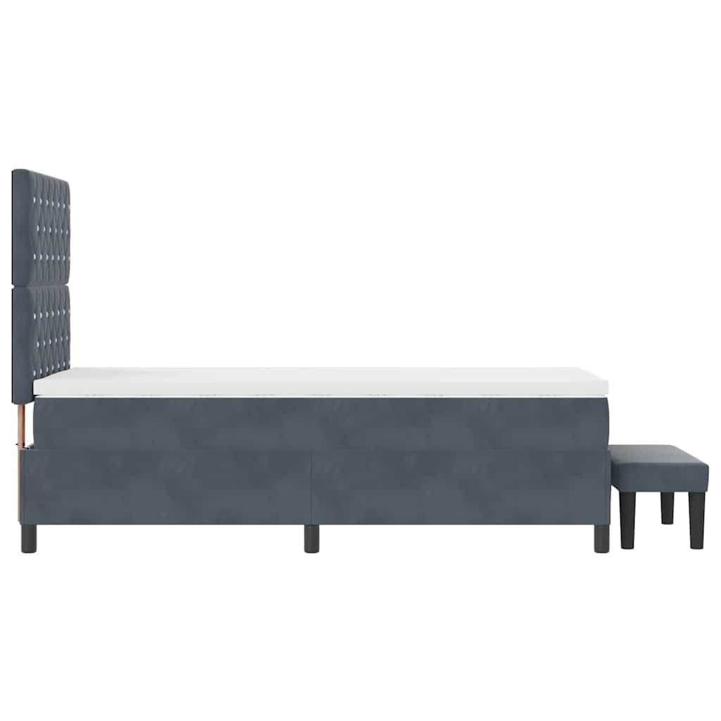 Letto a molle con materasso Grigio scuro 100 x 200 cm Velluto