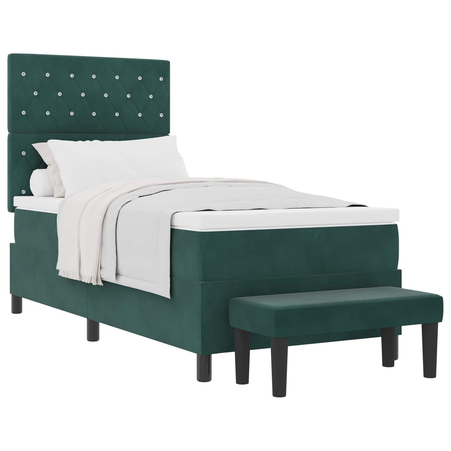 Letto a molle con materasso Verde scuro 100 x 200 cm Velluto