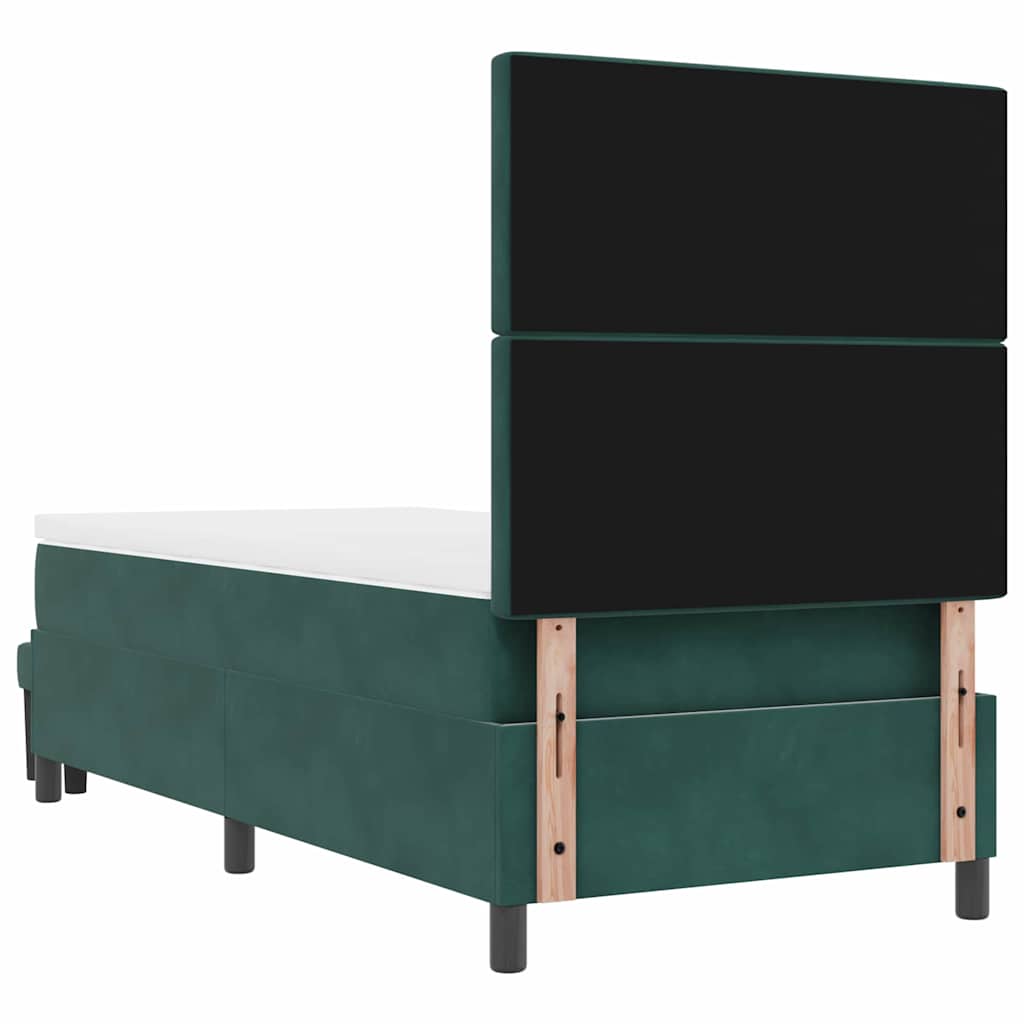 Letto a molle con materasso Verde scuro 100 x 200 cm Velluto