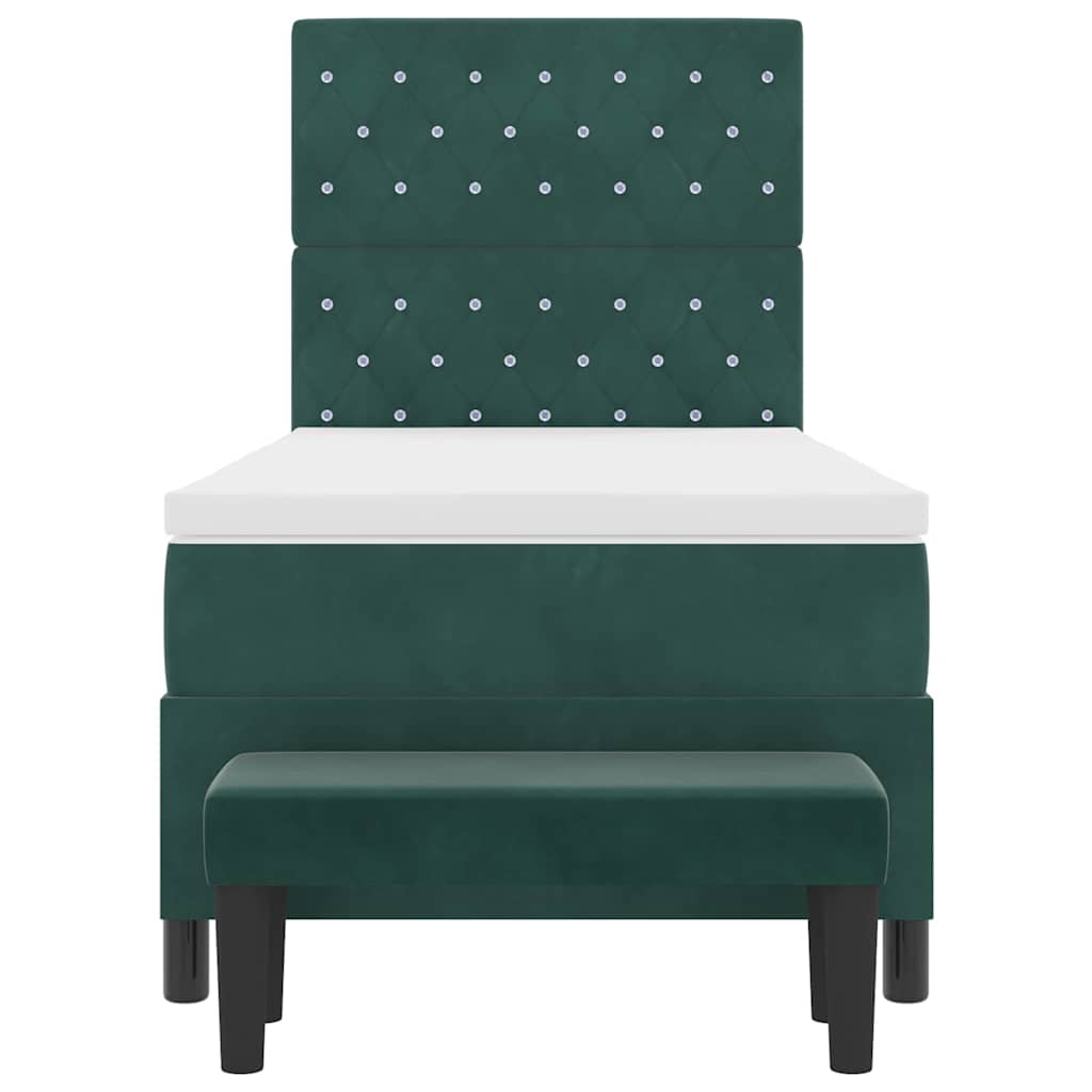 Letto a molle con materasso Verde scuro 100 x 200 cm Velluto