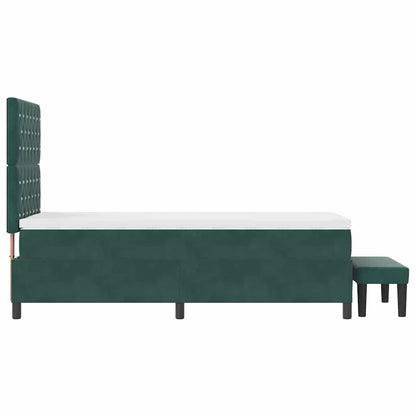 Letto a molle con materasso Verde scuro 100 x 200 cm Velluto