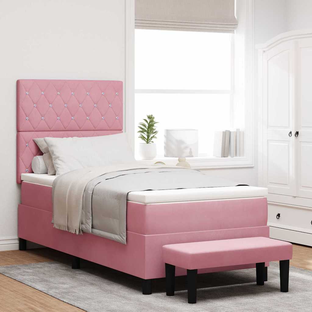 Letto a molle con testiera Rosa 200 x 100 cm Velluto | homemem39