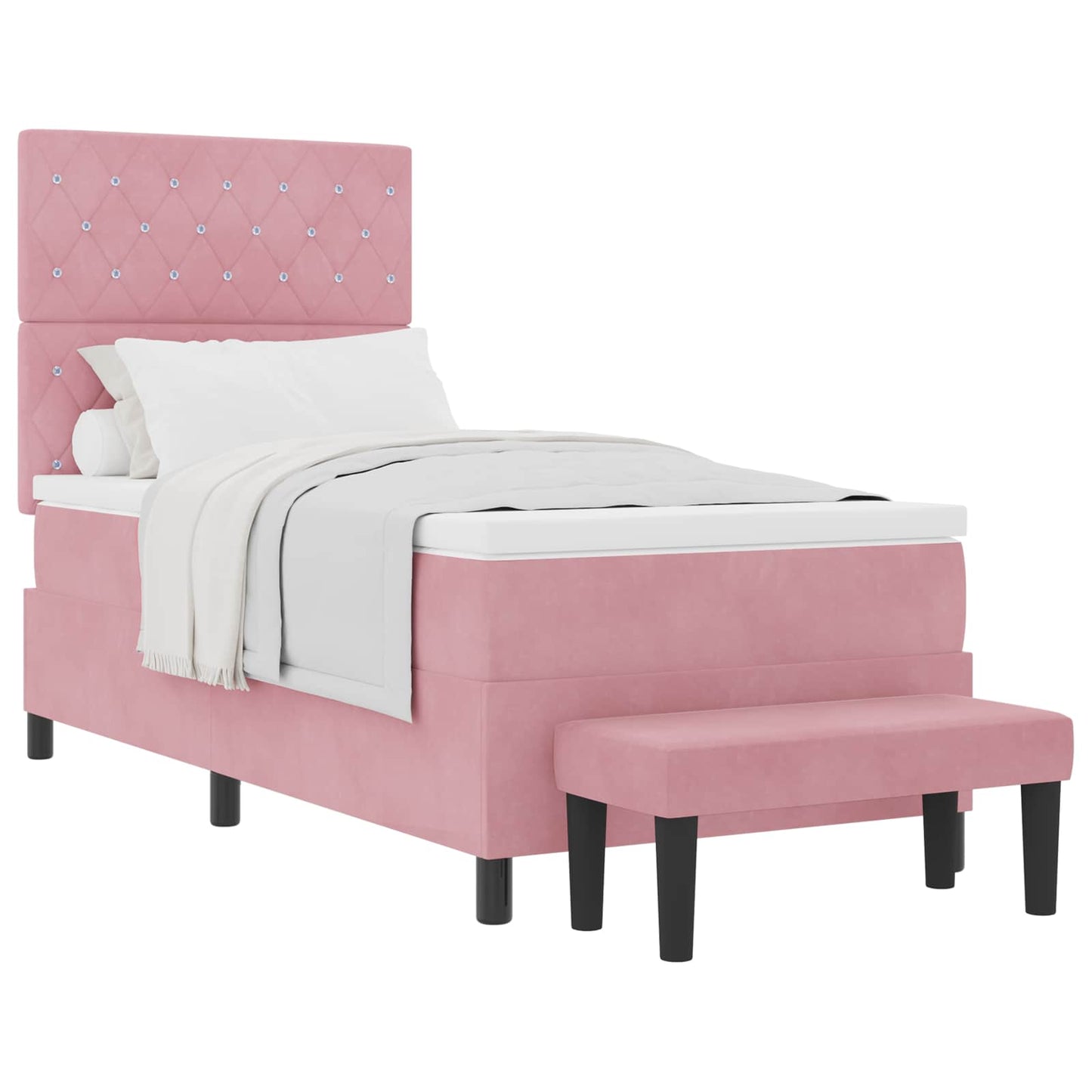 Letto a molle con testiera Rosa 200 x 100 cm Velluto | homemem39