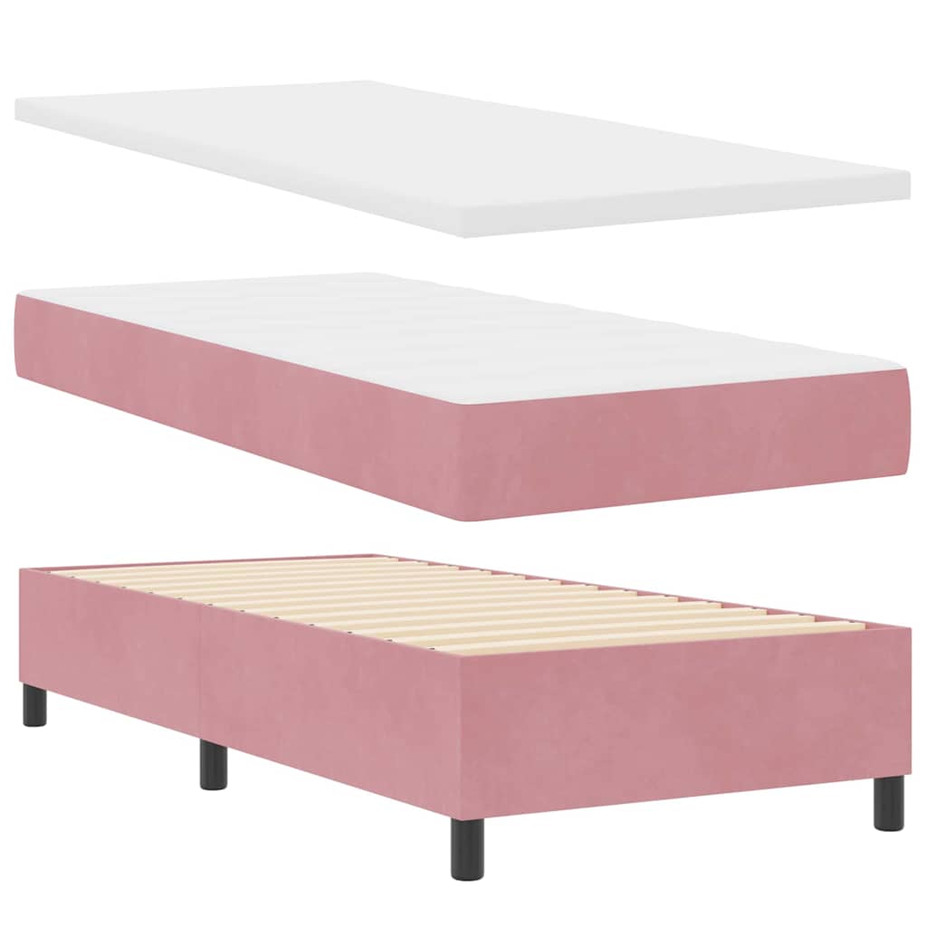 Letto a molle con testiera Rosa 200 x 100 cm Velluto | homemem39