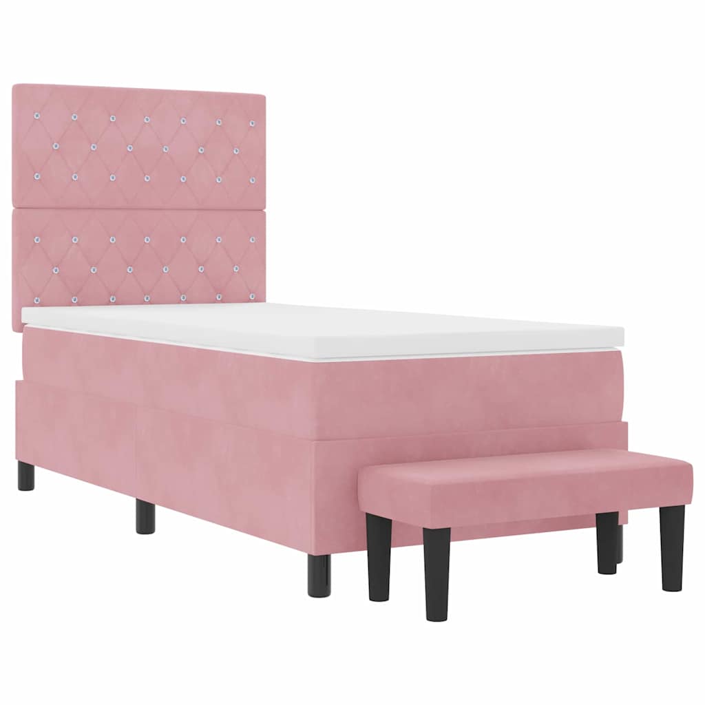 Letto a molle con testiera Rosa 200 x 100 cm Velluto | homemem39