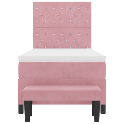 Letto a molle con testiera Rosa 200 x 100 cm Velluto | homemem39