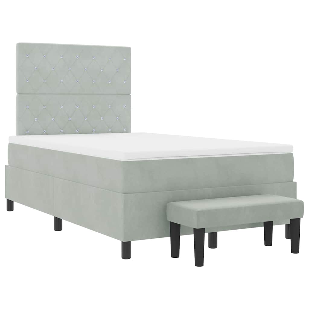 Letto a molle con materasso Grigio chiaro 120 x 190 cm Velluto
