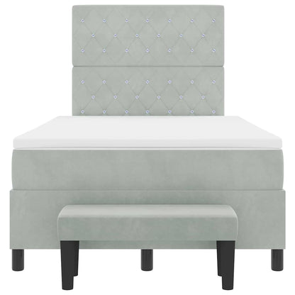 Letto a molle con materasso Grigio chiaro 120 x 190 cm Velluto