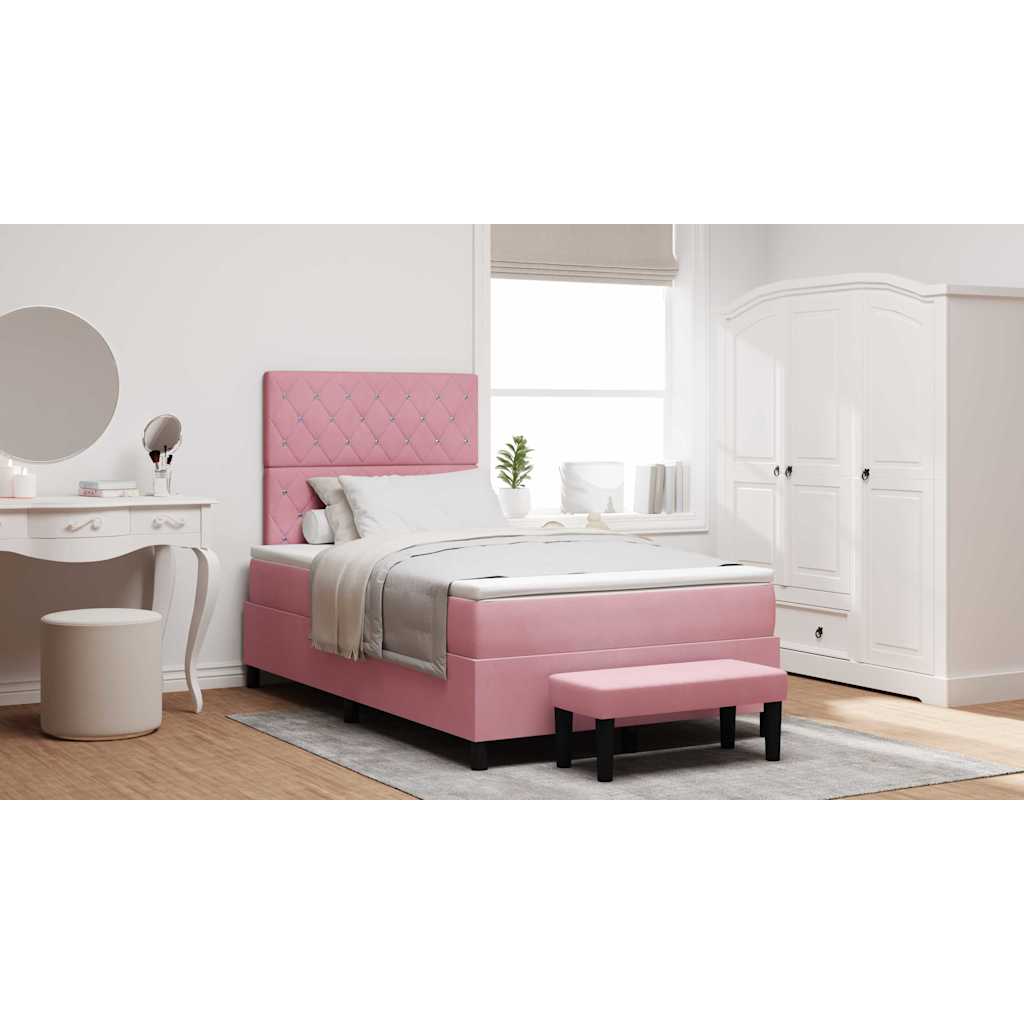 Letto a molle con testiera Rosa 190 x 120 cm Velluto | homemem39