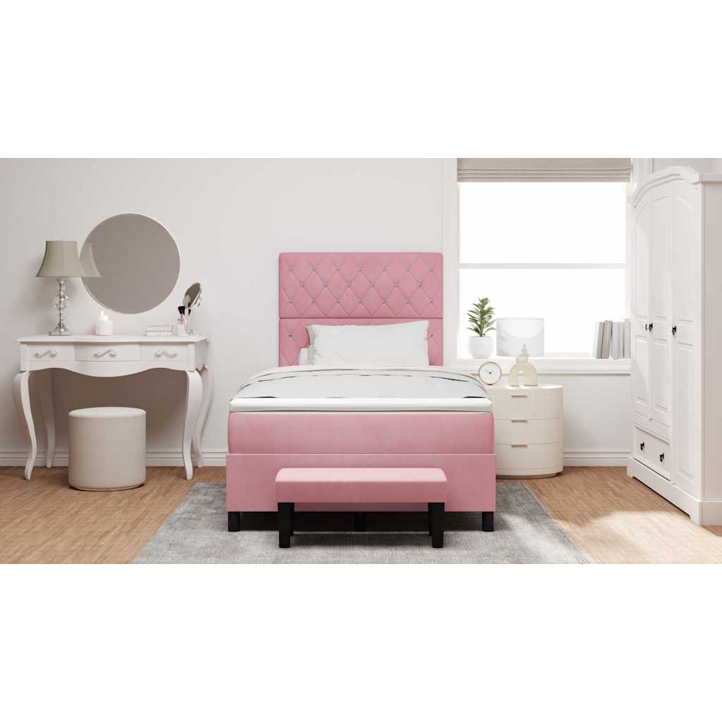 Letto a molle con testiera Rosa 190 x 120 cm Velluto | homemem39