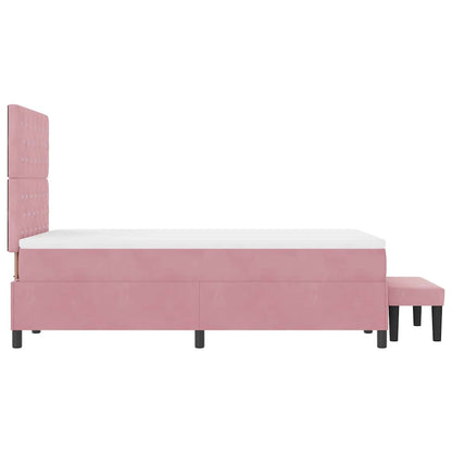 Letto a molle con testiera Rosa 190 x 120 cm Velluto | homemem39