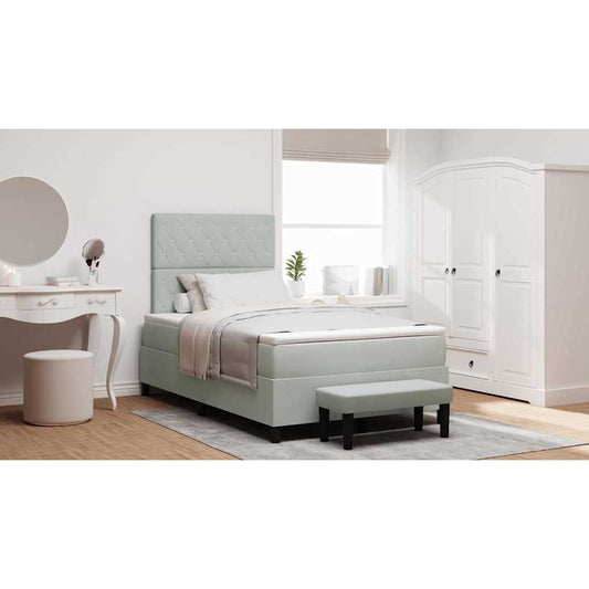 Letto a molle con materasso Grigio chiaro 120 x 200 cm Velluto