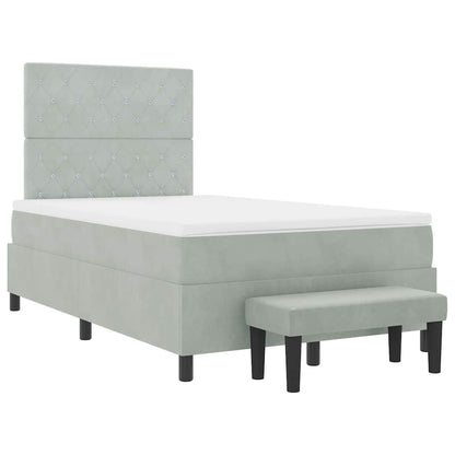 Letto a molle con materasso Grigio chiaro 120 x 200 cm Velluto