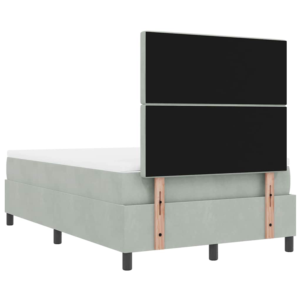 Letto a molle con materasso Grigio chiaro 120 x 200 cm Velluto