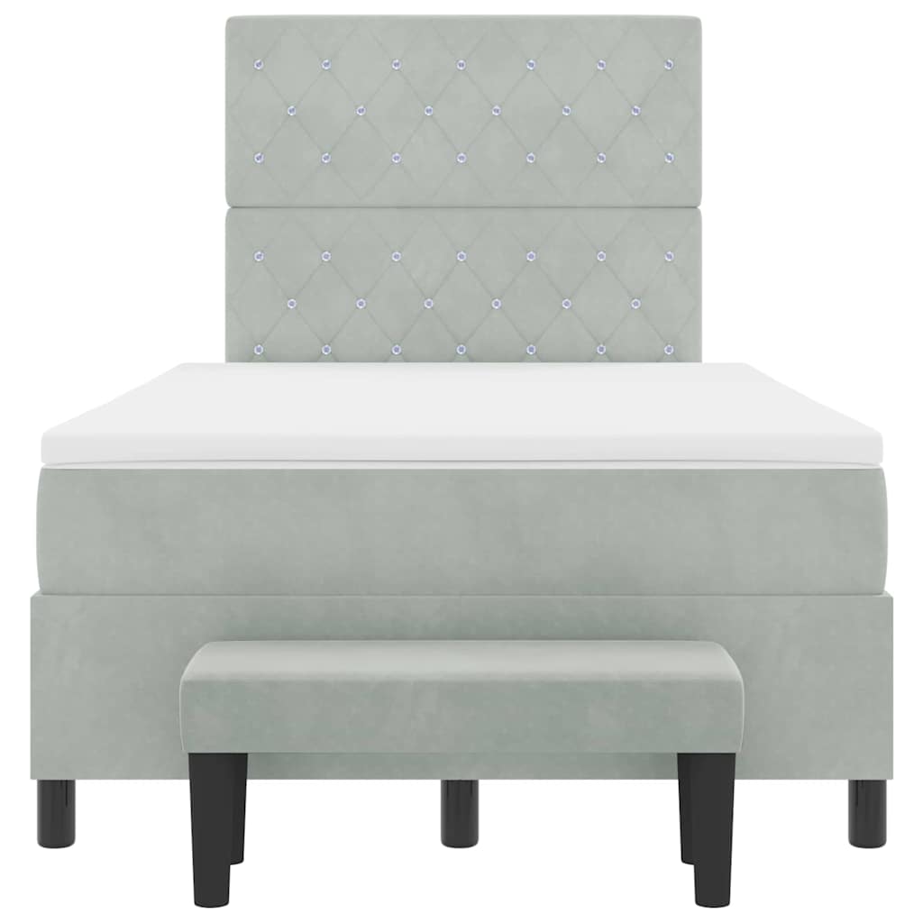 Letto a molle con materasso Grigio chiaro 120 x 200 cm Velluto