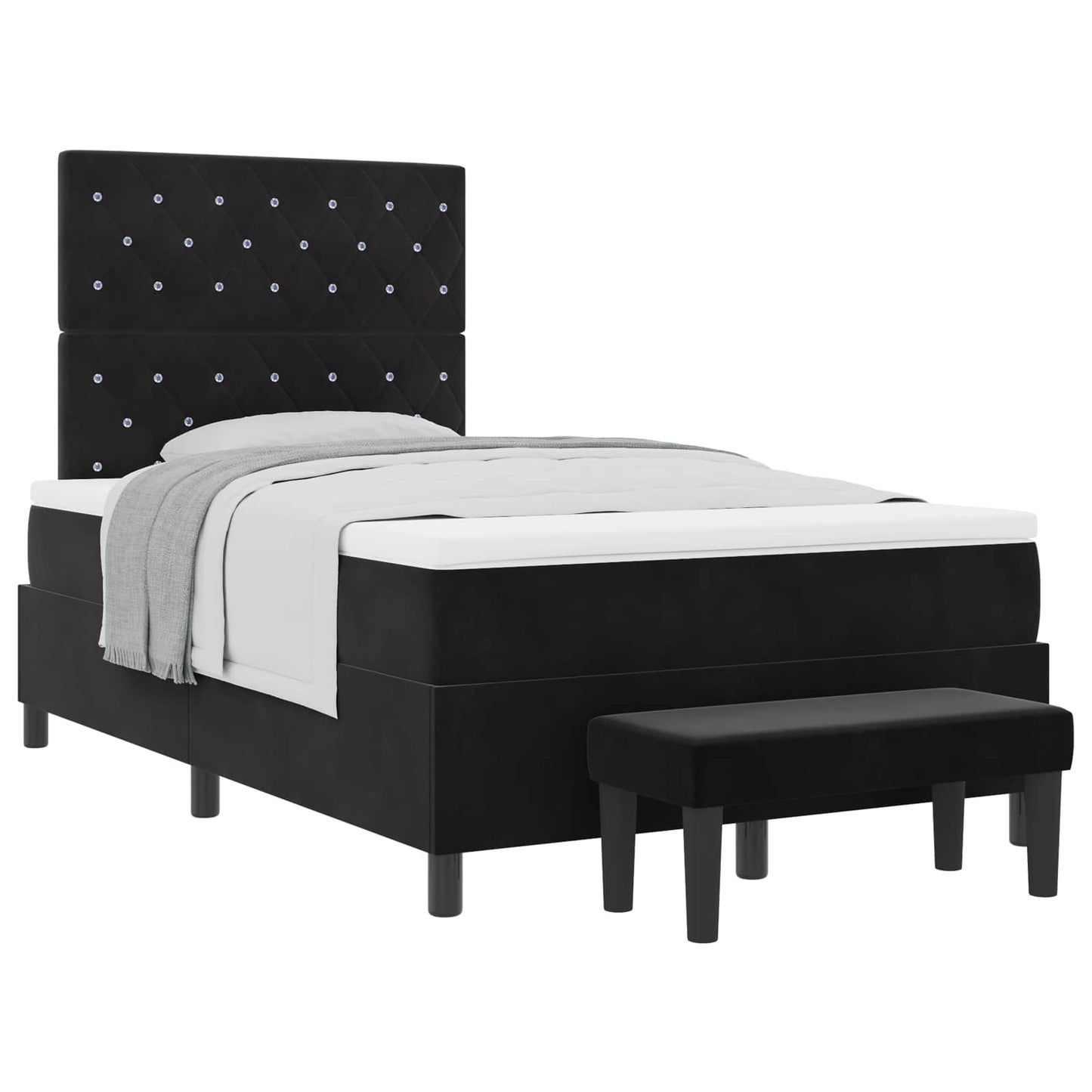Letto a molle con testiera Nero 200 x 120 cm Velluto | homemem39