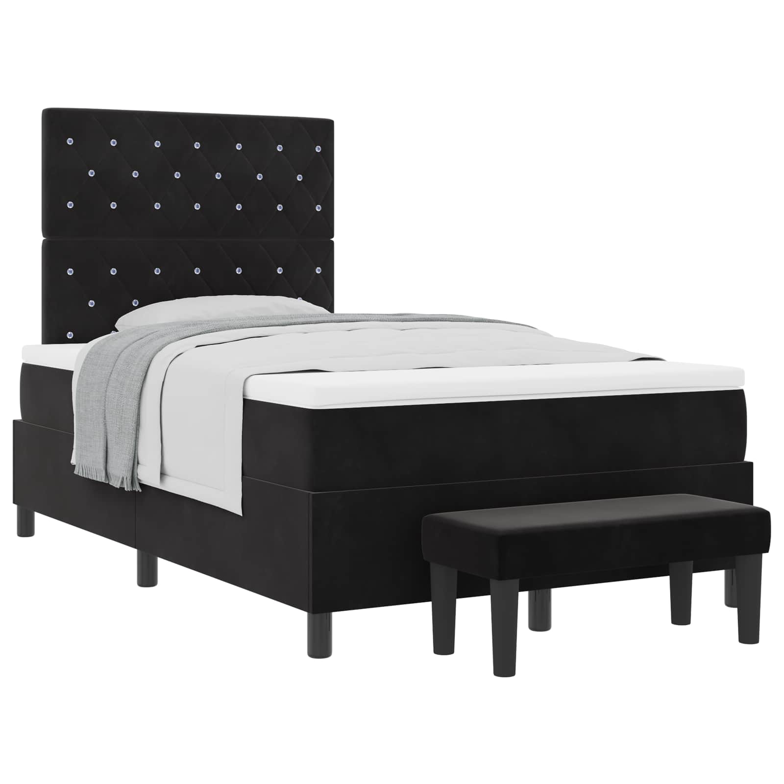 Letto a molle con testiera Nero 200 x 120 cm Velluto | homemem39