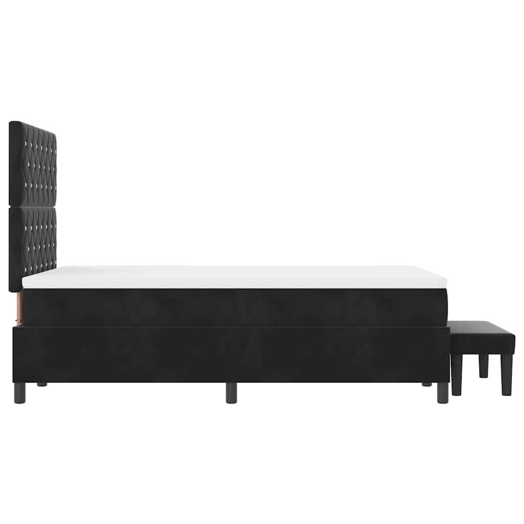 Letto a molle con materasso Nero 120 x 200 cm Velluto