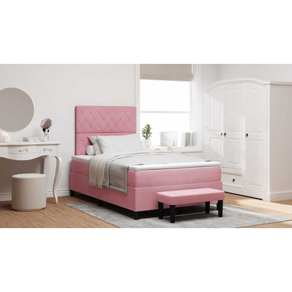 Letto a molle con testiera Rosa 200 x 120 cm Velluto | homemem39
