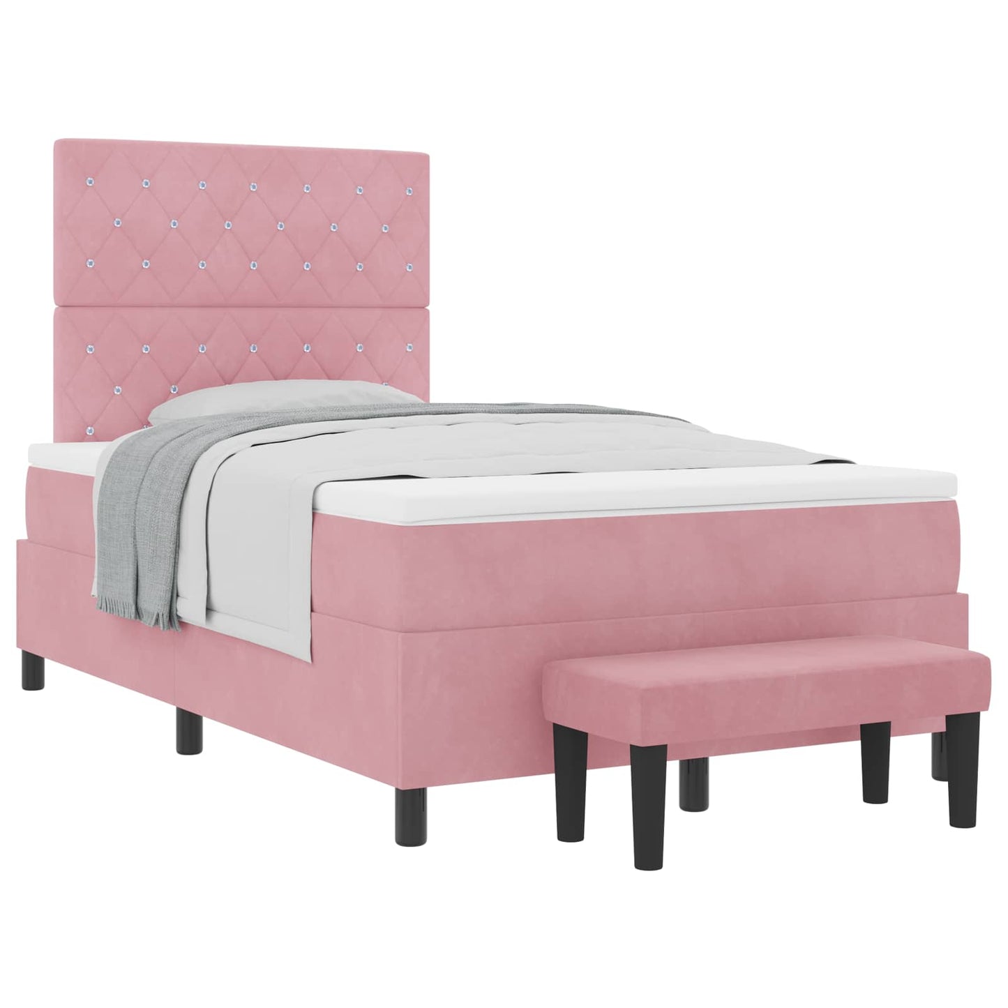 Letto a molle con testiera Rosa 200 x 120 cm Velluto | homemem39