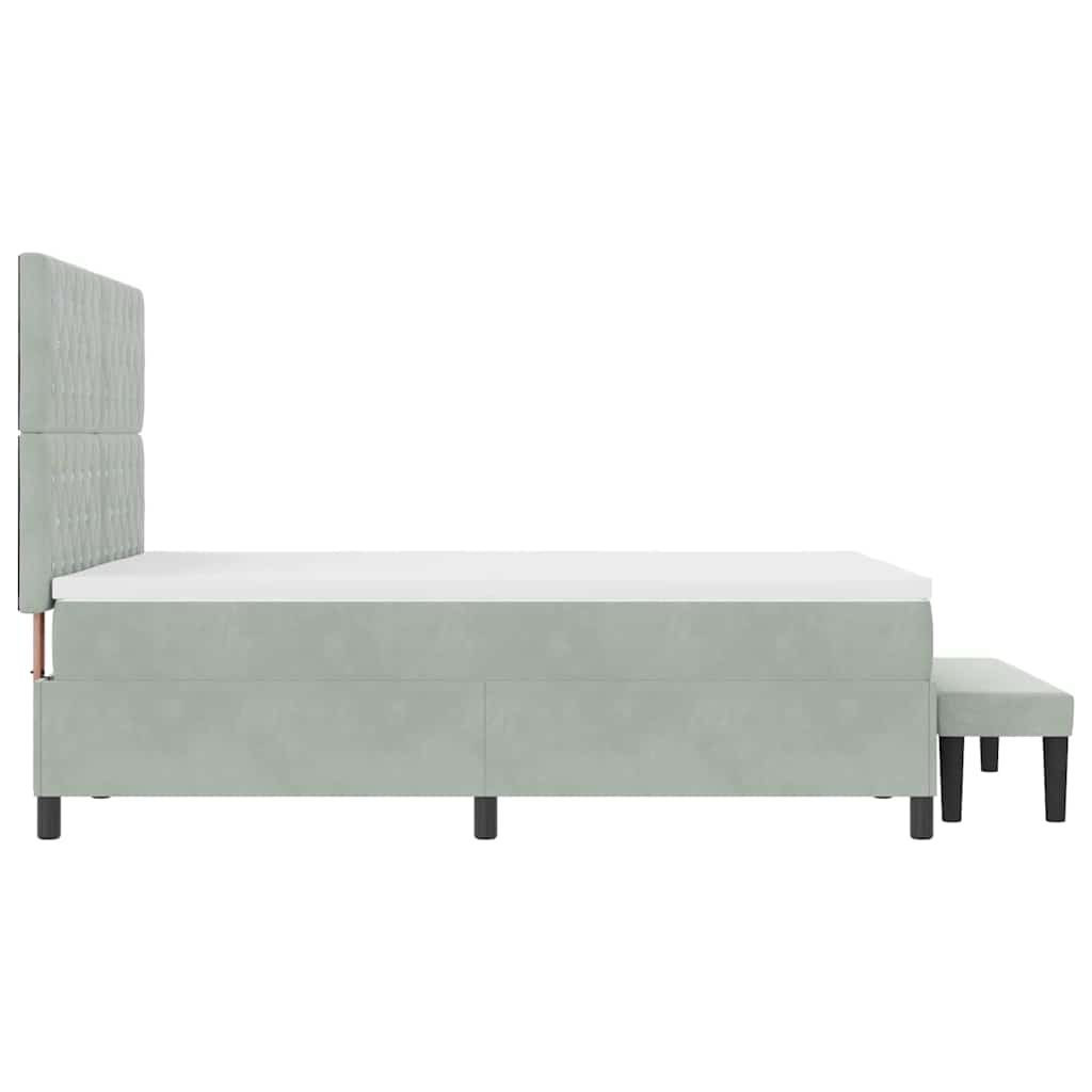 Letto a molle con materasso Grigio chiaro 140 x 190 cm Velluto