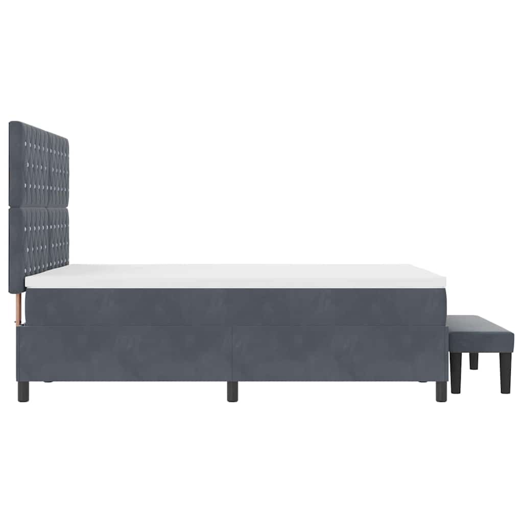 Letto a molle con materasso Grigio scuro 140 x 190 cm Velluto