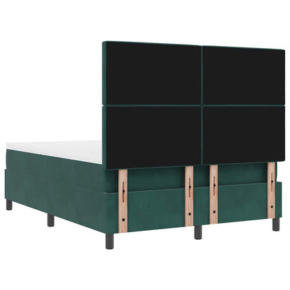 Letto a molle con materasso Verde Scuro 140 x 190 cm Velluto