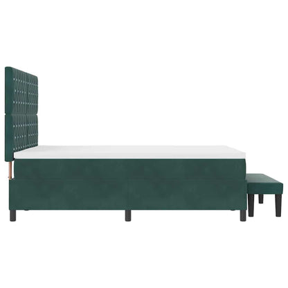 Letto a molle con materasso Verde Scuro 140 x 190 cm Velluto