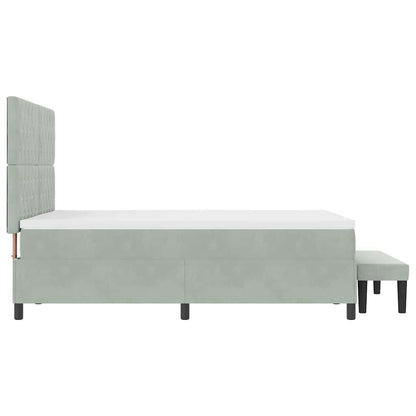 Letto a molle con materasso Grigio chiaro 140 x 200 cm Velluto