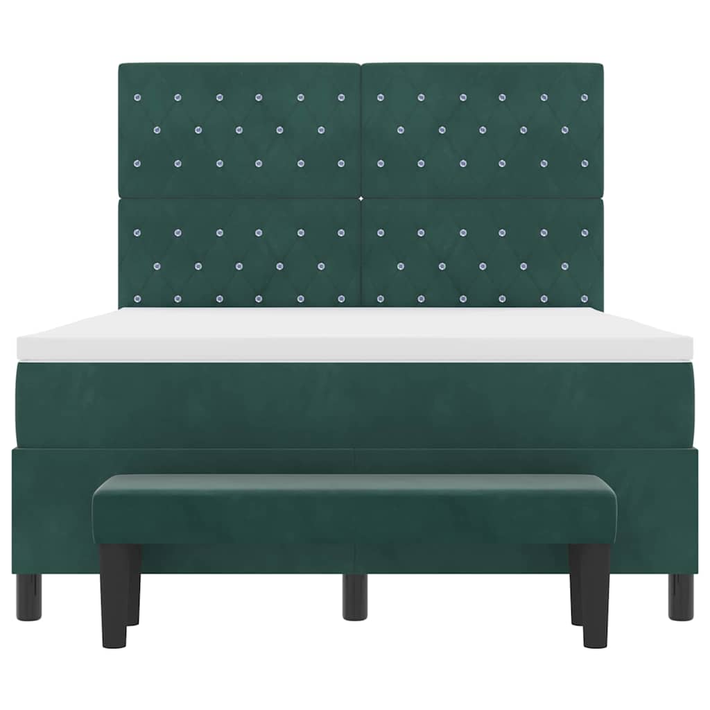 Letto a molle con testiera Verde scuro 200 x 140 cm Velluto | homemem39