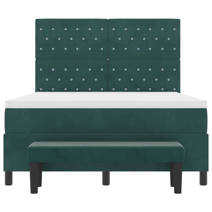 Letto a molle con testiera Verde scuro 200 x 140 cm Velluto | homemem39