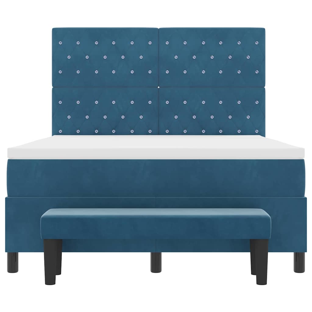 Letto a molle con cuscino Blu scuro 200 x 140 cm Velluto | homemem39