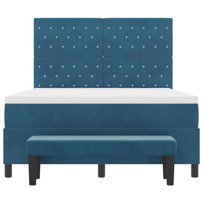 Letto a molle con cuscino Blu scuro 200 x 140 cm Velluto | homemem39