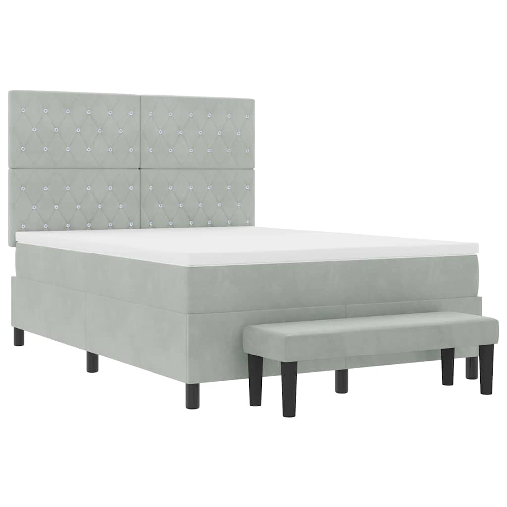 Letto a molle con materasso Grigio chiaro 160 x 200 cm Velluto