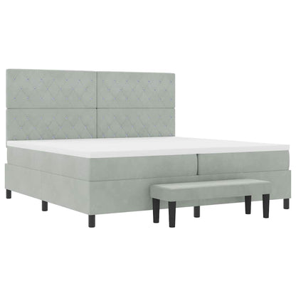 Letto a molle con materasso Grigio chiaro 200 x 200 cm Velluto