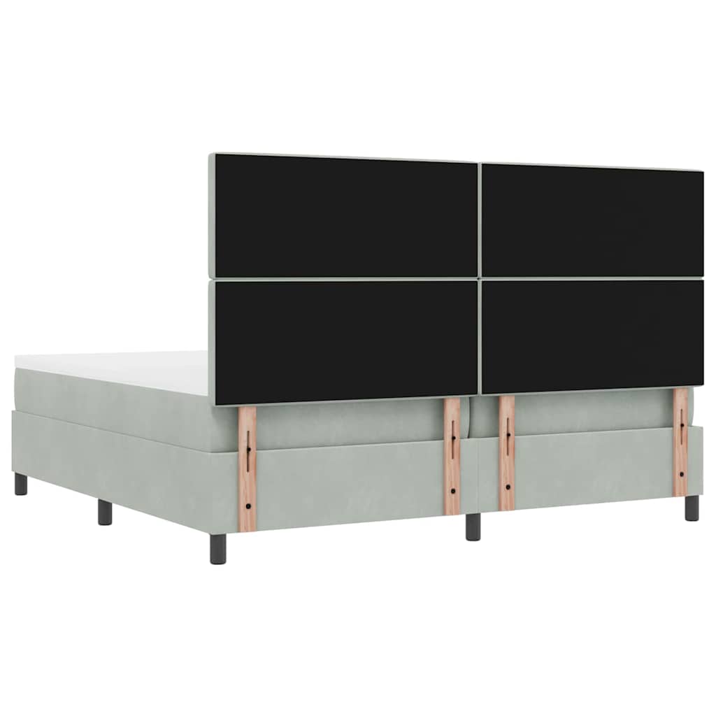 Letto a molle con materasso Grigio chiaro 200 x 200 cm Velluto | homemem39