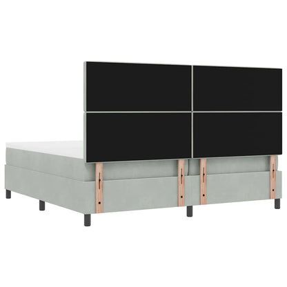 Letto a molle con materasso Grigio chiaro 200 x 200 cm Velluto | homemem39