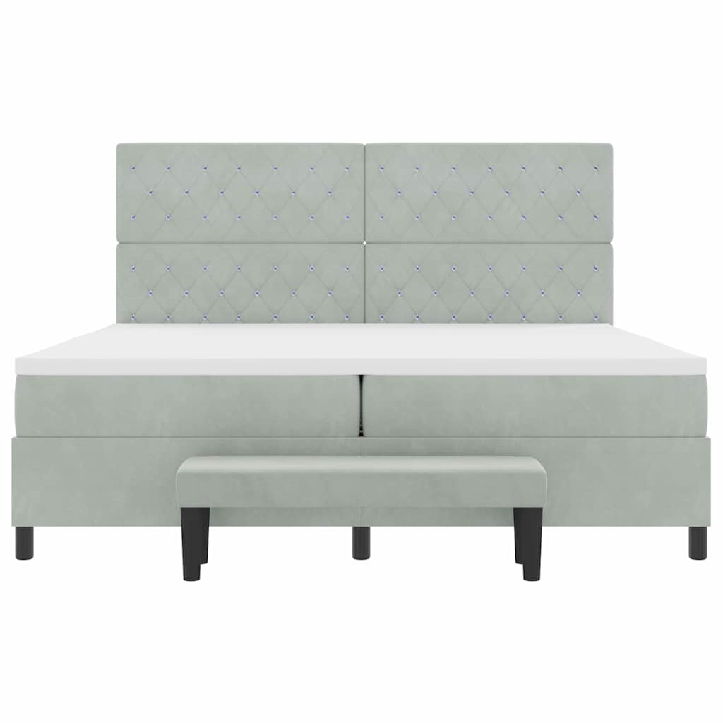 Letto a molle con materasso Grigio chiaro 200 x 200 cm Velluto