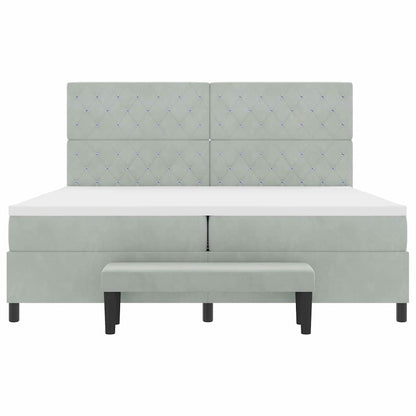 Letto a molle con materasso Grigio chiaro 200 x 200 cm Velluto