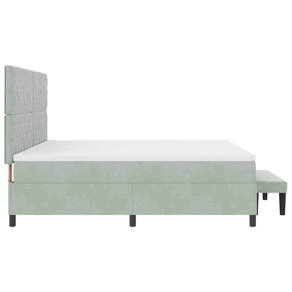 Letto a molle con materasso Grigio chiaro 200 x 200 cm Velluto