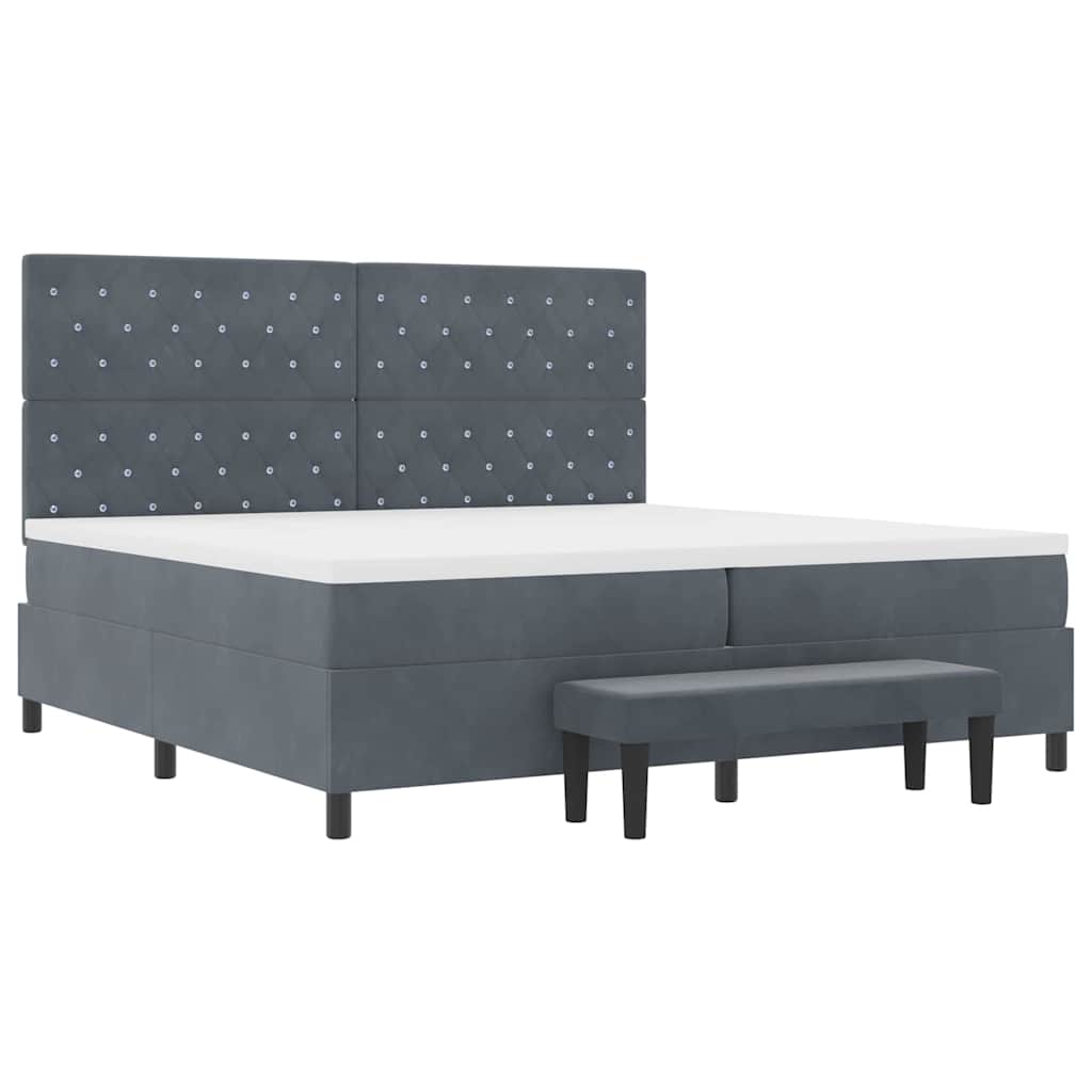 Letto a molle con materasso Grigio scuro 200 x 200 cm Velluto